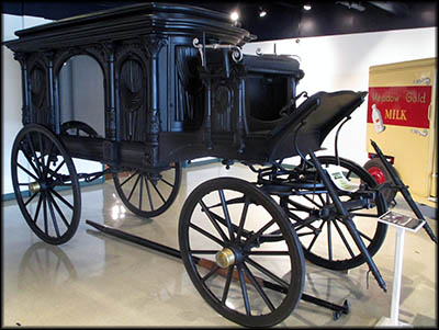 This horse-drawn hearse was used by the undertaker Charles B. Miller in Spencerville, Ohio.