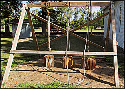 AuGlaize Village & Farm Museum—These pulleys are designed to give visiting schoolchildren something to get their hands on.
