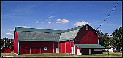 AuGlaize Village & Farm Museum—The red barn came with the land when the Defiance Historical Society acquired it for the AuGlaize Village & Farm Museum.