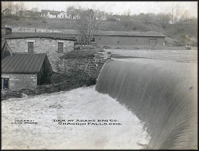 The dam used by the Adams Bag Company was one of nine built to power water wheels and turbines