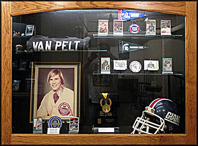 Curwood Castle Brad Van Pelt, an Owosso native, was a linebacker for the New York Giants for fourteen seasons.