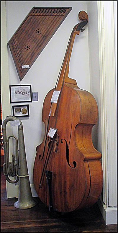 Firelands Historical Society This double bass viola was made by J.B. Allen and once belonged to Palmer Gallup