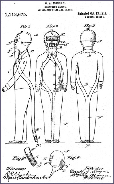 Garrett Morgan's gas mask patent, which he called a safety hood.