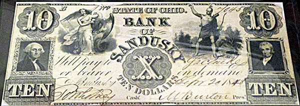 Johnston Farm and Indian Agency This bill printed for the Bank of Sandusky has a drawing of a Native American that perpetuated stereotypes