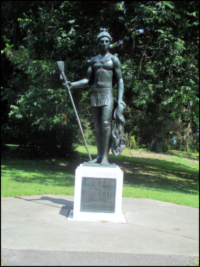 Charles Town Landing A statue of Cassique, chief of the Kiowa, stands proudly along the outdoor path