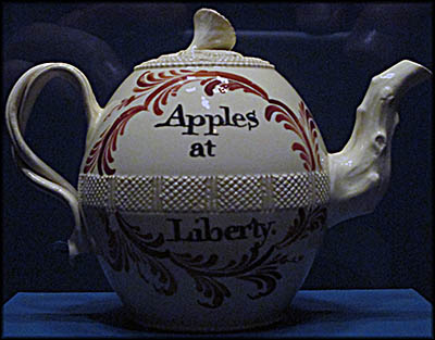 Museum of the American Revolution Upon the conclusion of the French and Indian War, the British Parliament passed a tax on cider and peery. It didn't go down well with the British people, as shown on this teapot.