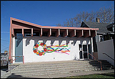 Ukrainian Museum-Archives Out building that contains the "Railroad Ladies" exhibit. It's also where decorated eggs are made for sale in the gift shop.