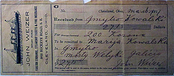 Ukrainian Museum-Archives Steamship Ticket Used by a Ukrainian Immigrant