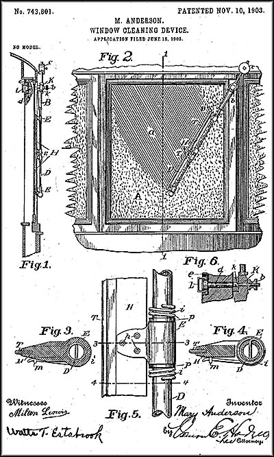 Mary Anderson's Windshield Wiper Patent Mary Anderson's Windshield Wiper Patent