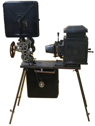 This projector, made from parts of several to make the whole, was originally made around 1906.
