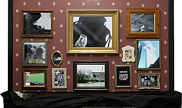Each picture frame has a different movie playing. The photo doesn't do this innovative display justice.