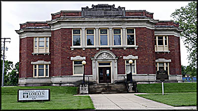 Lorain Historical Society  Carnegie Center Building. The entrance is in the back, as is parking.