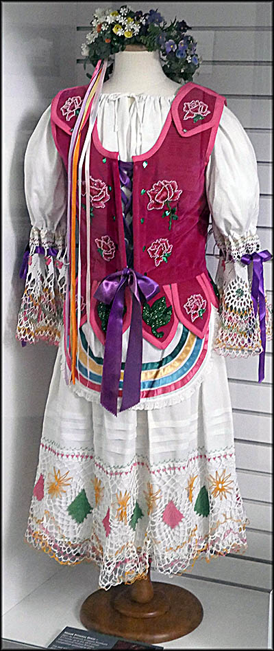 Lorain Historical Society  Deborah Schwepe-Trumbold wore this this Slovak princess dress at the 1973 Lorain International Festival Princess Competition. She won second place. Her mother made the dress.